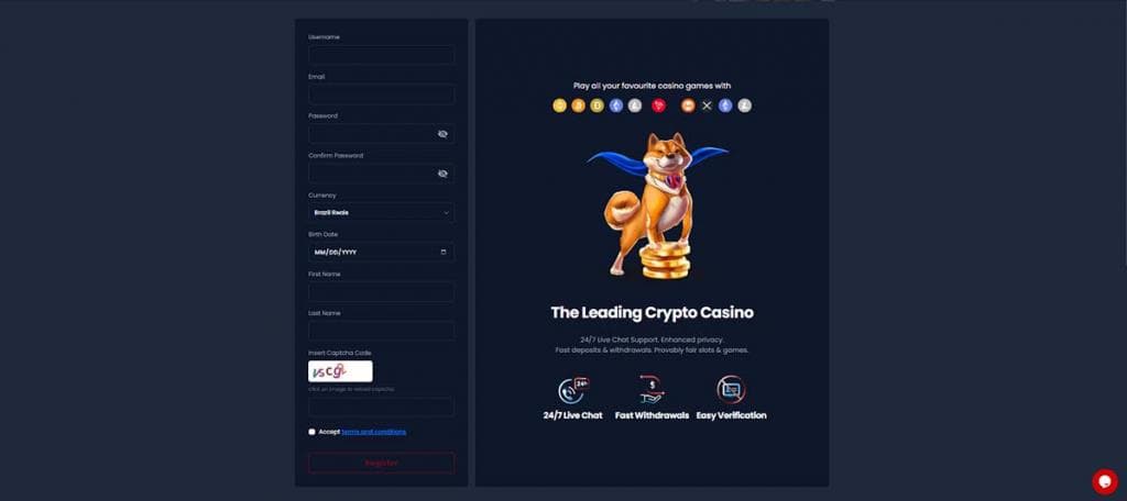 Kryptosino Casino, Rejestracja, kasyna online