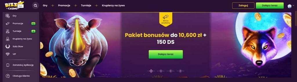 bizzo kasyno, kasyno online, strona internetowa, strona główna