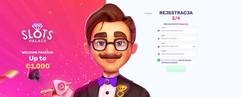 slotspalace kasyno, Rejestracja w Slots palace, online casino