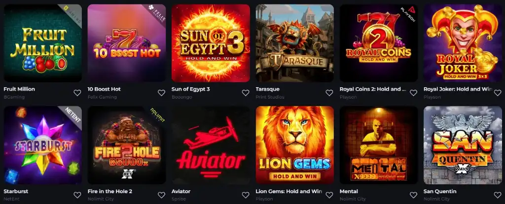 najlepsze gry kasynowe, sloty online, Fruit Million, Sun of Egypt, Aviator, Mental, Starburst, lwia tematyka, joker, wygrane
