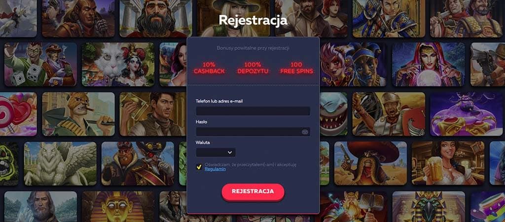 Rejestracja w kasynie, formularz rejestracyjny, Vavada, hazard, automaty do gier, bonus powitalny, cashback, darmowe spiny