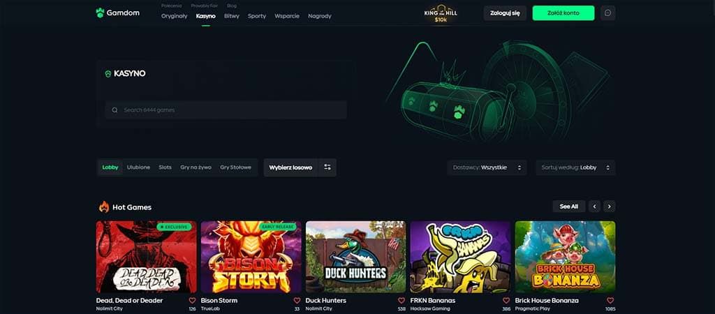kasyno gamdom, strona internetowa, kasyno online