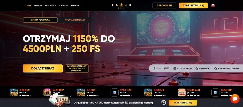 flashdash kasyno, kasyno online, strona internetowa