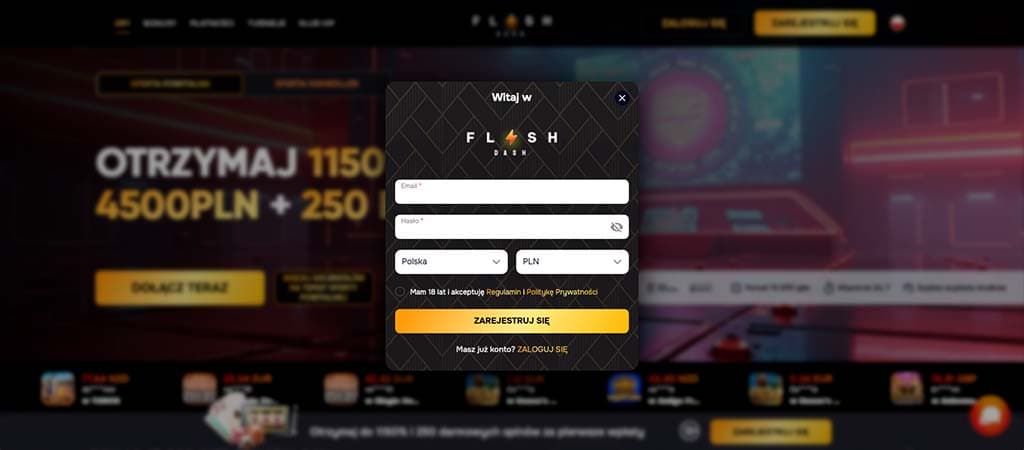 flashdash kasyno, rejestracja, kasyno online