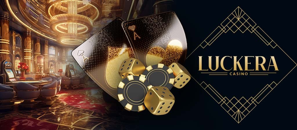 karty do gry, kości, żetony, kasyno, Luckera Casino, gry stołowe, hazard online, poker, luksus, złote elementy
