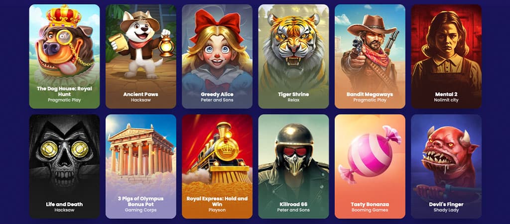 gry slotowe, automaty online, Casoo Casino, popularne gry, The Dog House, Ancient Paws, Greedy Alice, Bandit Megaways