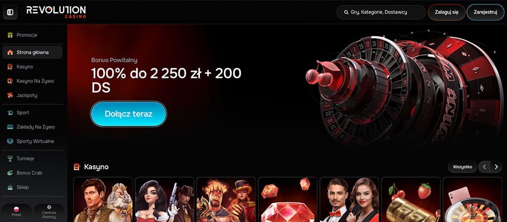 Strona główna Revolution Casino, bonus powitalny, darmowych spinów, dołącz teraz, ruletka 3D, kategorie gier