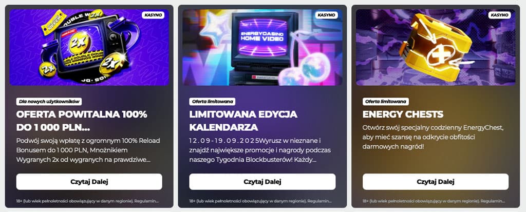 Casino Energy, Najlepsze oferty i promocje kasyn 2026, online casino