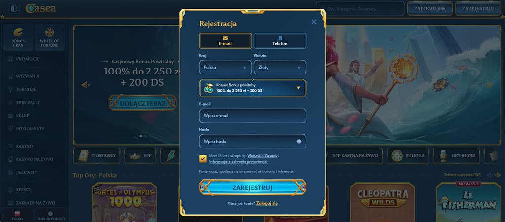 Proces Rejestracji w Kasynie CaseaCasino