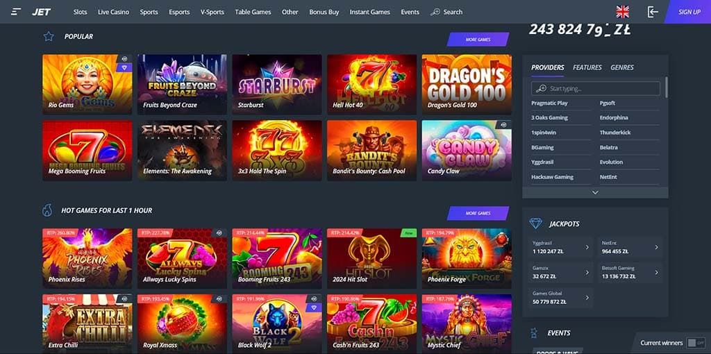 Jet Casino slots