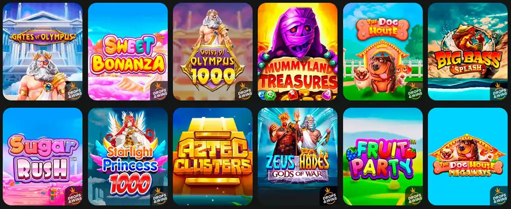 Gry w Drip Casino, Automaty online, sekcja gier